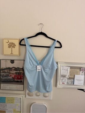 NWT FP Light Blue Lace Trim Tank Top